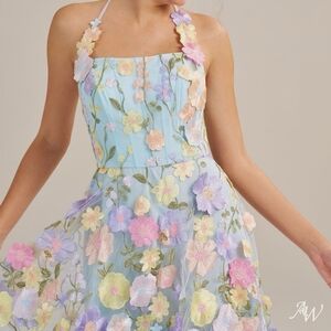 AW Bridal Coralia Dress Sky Blue Floral Applique Wedding Guest Semi Formal 22